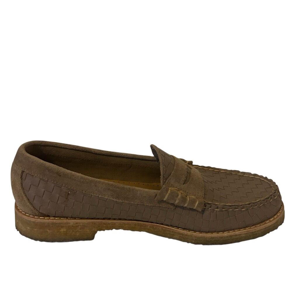 G.H. BASS Larson Woven Suede Penny Loafers (Men) Sand Brown Size 10.5 D Preppy